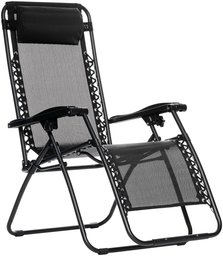 AmazonBasics Outdoor Zero Gravity Lounge Folding Chair, Black