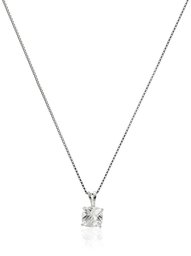 Sterling Silver Cushion-Cut Checkerboard Created White Sapphire Pendant Necklace (6mm)