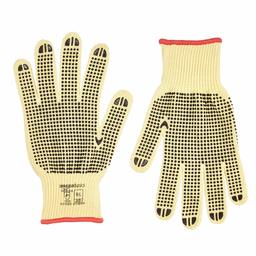 AmazonBasics - Guantes de trabajo a prueba de cortes, nivel A2 de resistencia a los cortes, recubiertos de puntos de plástico, talla 9, L