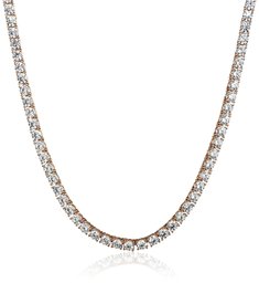 Collana tennis in argento Sterling placcato platino o oro con zirconi Swarovski taglio rotondo, lunghezza 17