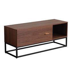 Amazon Brand - Movian Kyyvesi, 2-Drawer 1-Cube Storage TV Stand, 120 x 41.5 x 50 cm, Walnut Effect