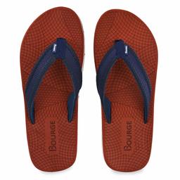 Bourge Men's Canton-54 Tan and Navy Flip Flops-6 UK (40 EU) (7 US) (Canton-54-06)