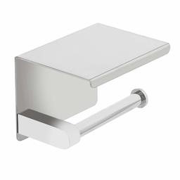 Amazon Basics Toilet Paper Holder - Contemporary, Includes Storage Shelf, Stainless Steel