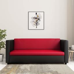 Amazon Brand - Solimo Dual-Toned Leatherette 3 Seater Sofa (Red & Black)