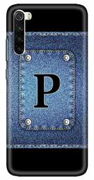 Amazon Brand - Solimo Designer Button Jeans Alphabet-P 3D Printed Hard Back Case Mobile Cover for Xiaomi Redmi Note 8