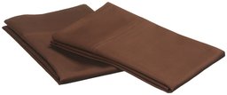 Pike Street 1000-Thread Count Luxury Single-Ply Sateen King Pillowcase, Set of 2, Chocolate