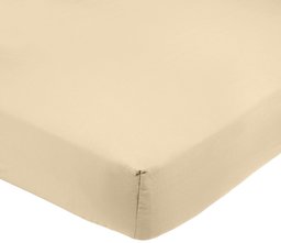 AmazonBasics 400TC Cotton Sateen Wrinkle Free Fitted Sheet Beige 160 x 200 x 30 cm