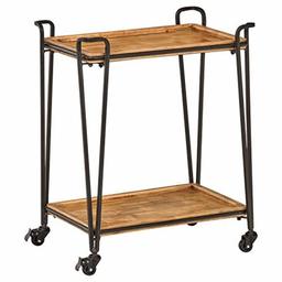 Amazon Brand – Rivet Industrial Modern 4-Post Rolling Bar Cart Table with Wheels, 25.2