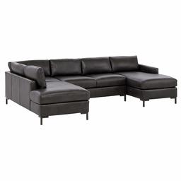 Amazon Brand – Rivet Edgewest Modern Left-Facing U-Shape Sectional, Leather, 117