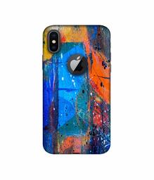 Amazon Brand - Solimo Designer Blue and Orange Brush 3D Printed Hard Back Case Mobile Cover for Apple iPhone X (Logo Cut)