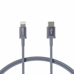 AmazonBasics Nylon Braided USB-C to Lightning Cable, Apple MFi Certified Charger for iPhone 11 Pro/11 Pro Max - Dark Gray, 3-Foot