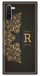 Amazon Brand - Solimo Designer Black Pattern Alphabet-R 3D Printed Hard Back Case Mobile Cover for Samsung Galaxy Note 10