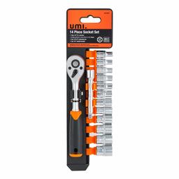 Umi. by Amazon, 14 pieces. Socket spanner set, 72 teeth, 1/4 inch ratchet with holder.