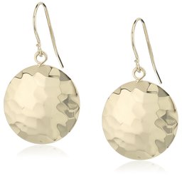 14k Hammered Disk Dangle Earrings