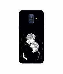 Amazon Brand - Solimo Designer Couples Standing in Rain 3D Printed Hard Back Case Mobile Cover for Samsung Galaxy A6