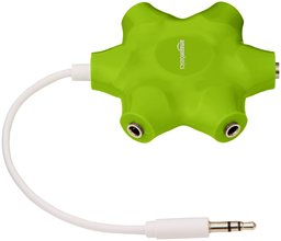 AmazonBasics 5-Way Multi Headphone Audio Splitter Connector, Lime Green