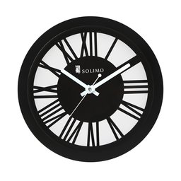 Amazon Brand - Solimo 11.25-inch Wooden Wall Clock (Silent Movement, Black Frame)