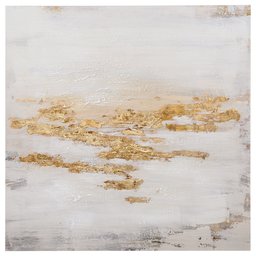 Amazon Brand – Rivet Abstract Gold, White, and Peach Flecks Painting on Canvas Wall Art Decor, 30