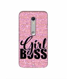 Amazon Brand - Solimo Designer Girl Boss On Pink Sparkle 3D Printed Hard Back Case Mobile Cover for Motorola Moto X Play