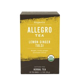 ALLEGRO TEA Organic Lemon Ginger Tulsi Tea, 20 CT