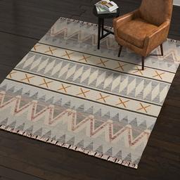 Amazon Brand – Rivet Southwestern Geometric Wool Area Rug, 8 x 10 Foot, Blue, Ivory, Yellow