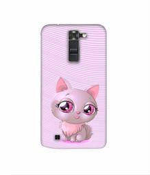 Amazon Brand - Solimo Designer Cute Pink Cat 3D Printed Hard Back Case Mobile Cover for LG K7