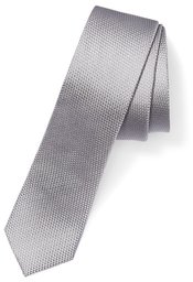 Buttoned Down Skinny 100% Silk Tie neckties, silver, Regular