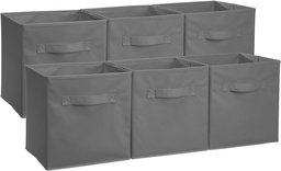 AmazonBasics Foldable Storage Cubes (6 Pack), Grey