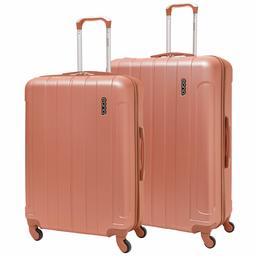 EONO Essentials ABS Hartschalenkoffer Reisetrolley Koffer mit 4 Rädern (Roségold ABS, 2 Stück Set 25/29