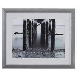 Amazon Brand – Rivet Under The Pier Black and White Photo Wall Art in Silver Frame, 22