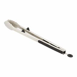 AmazonBasics Stainless Steel Kitchen Tongs, Black Non-Slip Grip