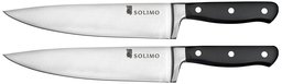 Amazon Brand - Solimo Premium High-Carbon Stainless Steel Chef's Knife Set, 2-Pieces, Silver