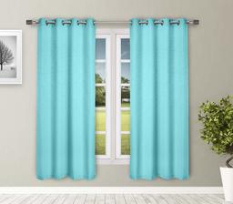 Amazon Brand - Solimo Magnolia Door Curtain, 7 feet - Set of 2 (Turquoise Blue)