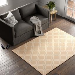 Amazon Brand – Stone & Beam Contemporary Interlocking Rings Wool Area Rug, 5 x 7 Foot, Beige