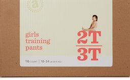 Amazon Elements Training Pants, Size 2T/3T, Girls, 116 Count