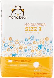 Amazon Brand - Mama Bear Best Fit Diapers Size 3, 40 Count, White Print [Packaging May Vary]