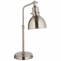 Rivet Pike Factory Industrial Table Lamp With Light Bulb - 6 x 13 x 19 Inches, Brushed Steel