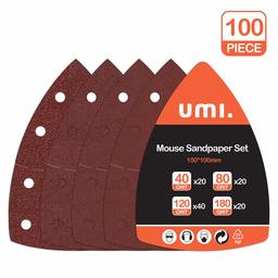 Umi. by Amazon 100-Piece 11 Holes Sandpaper for Sander 40/80/120/180 Grit