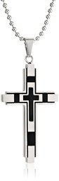 Men's Stainless Steel Reversible Cross Pendant Necklace, 22