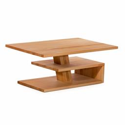 Amazon Brand - Alkove Hayes Geometric Solid Wood Coffee Table with Shelves, 110 x 70 x 45cm, Core Beech