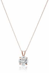 14K Gold 3cttw Swarovski Zirconia Round Pendant with Chain