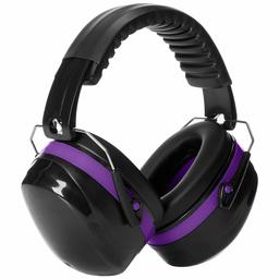 AmazonBasics Noise Reduction Safety Earmuffs, Black and Purple