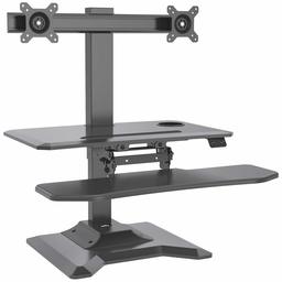 UMI. Essentials Height Adjustable Standing Workstation with Dual Arm Monitor and Keyboard Tray