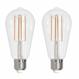 UMI by Amazon ST64 Vintage LED lamba, E27 vidalı duylu, 7 W (60 W’a karşılık gelir), 15.000 saat, şeffaf cam, görünür ampul ipli, sıcak beyaz (2700 K) – 2'li paket