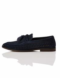 find. Woven Leather Mocassin, Gris Anthracite, 39 EU