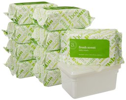 Amazon Elements Baby Wipes, Fresh Scent, 720 Count, Resealable Packs with Tub