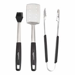 AmazonBasics Tablier en coton et ensemble d’ustensiles avec spatule, pince et pinceau à badigeonner