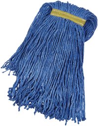 AmazonBasics Cut-End Cotton Commercial String Mop Head, 1.25 Inch Headband, Medium, Blue, 6-Pack