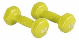 AmazonBasics Vinyl 3 Pound Dumbbells - Set of 2, Citron