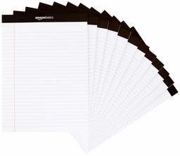 AmazonBasics Legal/Wide Ruled 8-1/2 by 11-3/4 Legal Pad - White (50 sheets per pad, 12 pack) (Renewed)